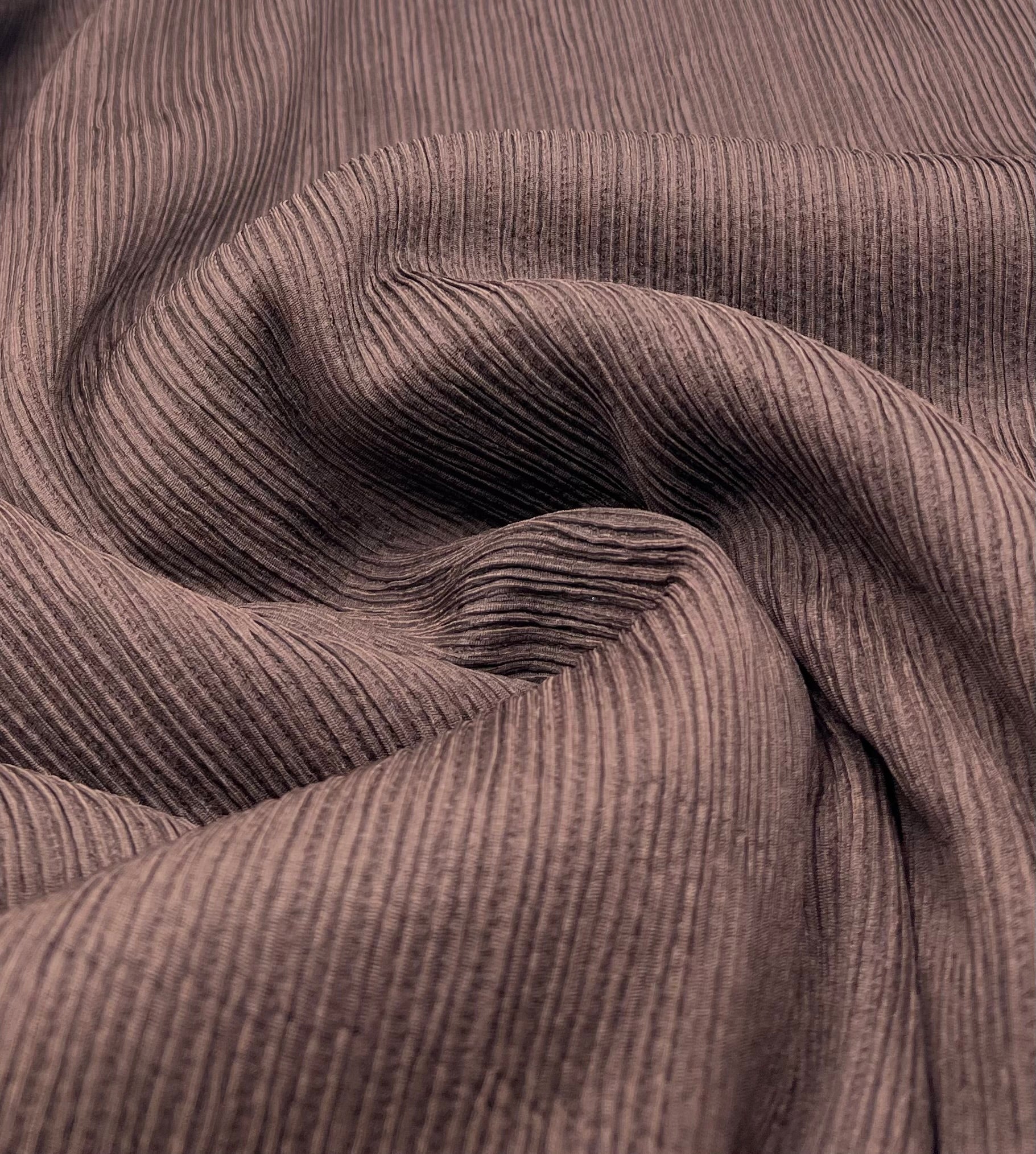 Chocolate Brown Stripe Ripple Textured 4 Way Stretch Fabric - T9 Fabrics